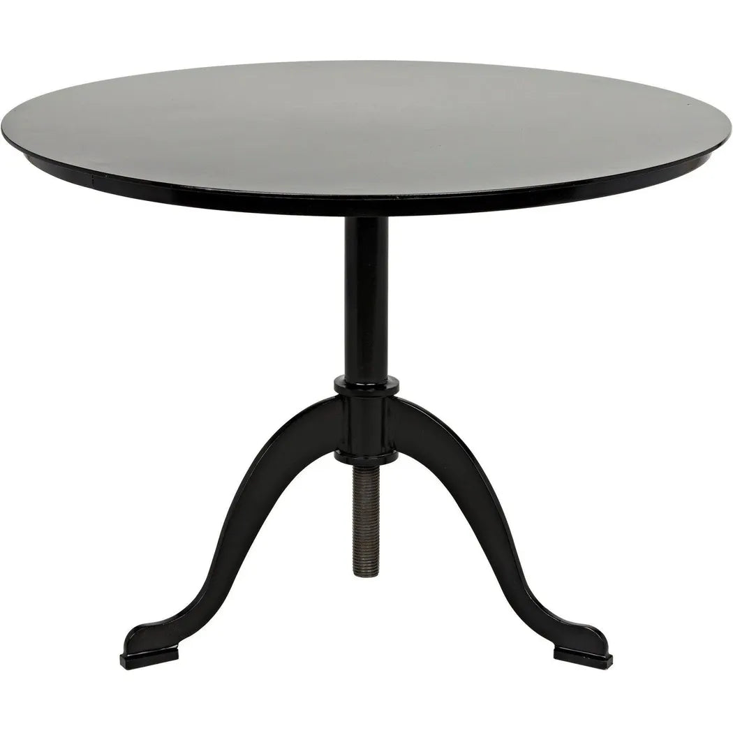 Noir Kaldera Black Steel Round Side Table