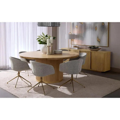 Kalla Wooden Round Dining Table-Dining Tables-SUNPAN-LOOMLAN