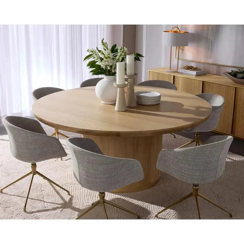 Kalla Wooden Round Dining Table-Dining Tables-SUNPAN-LOOMLAN