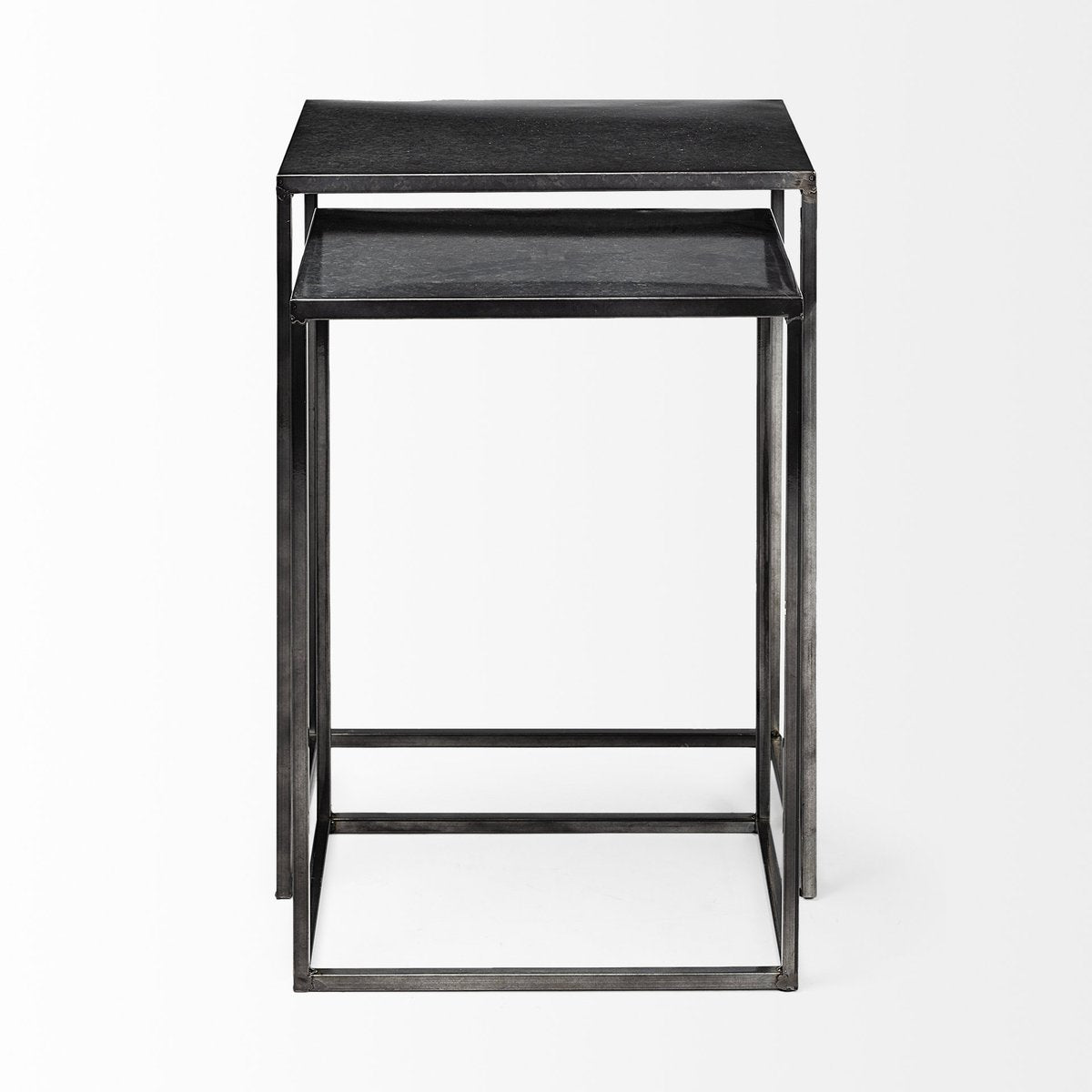 Mercana Kasey Galvanized Metal Nesting Accent Table 2PC