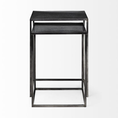 Mercana Kasey Galvanized Metal Nesting Accent Table 2PC