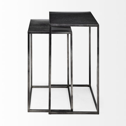 Mercana Kasey Galvanized Metal Nesting Accent Table 2PC