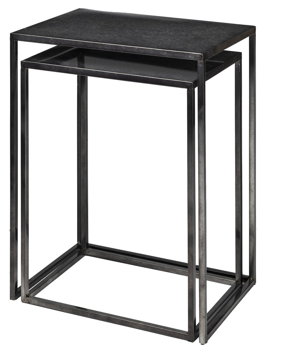 Mercana Kasey Galvanized Metal Nesting Accent Table 2PC