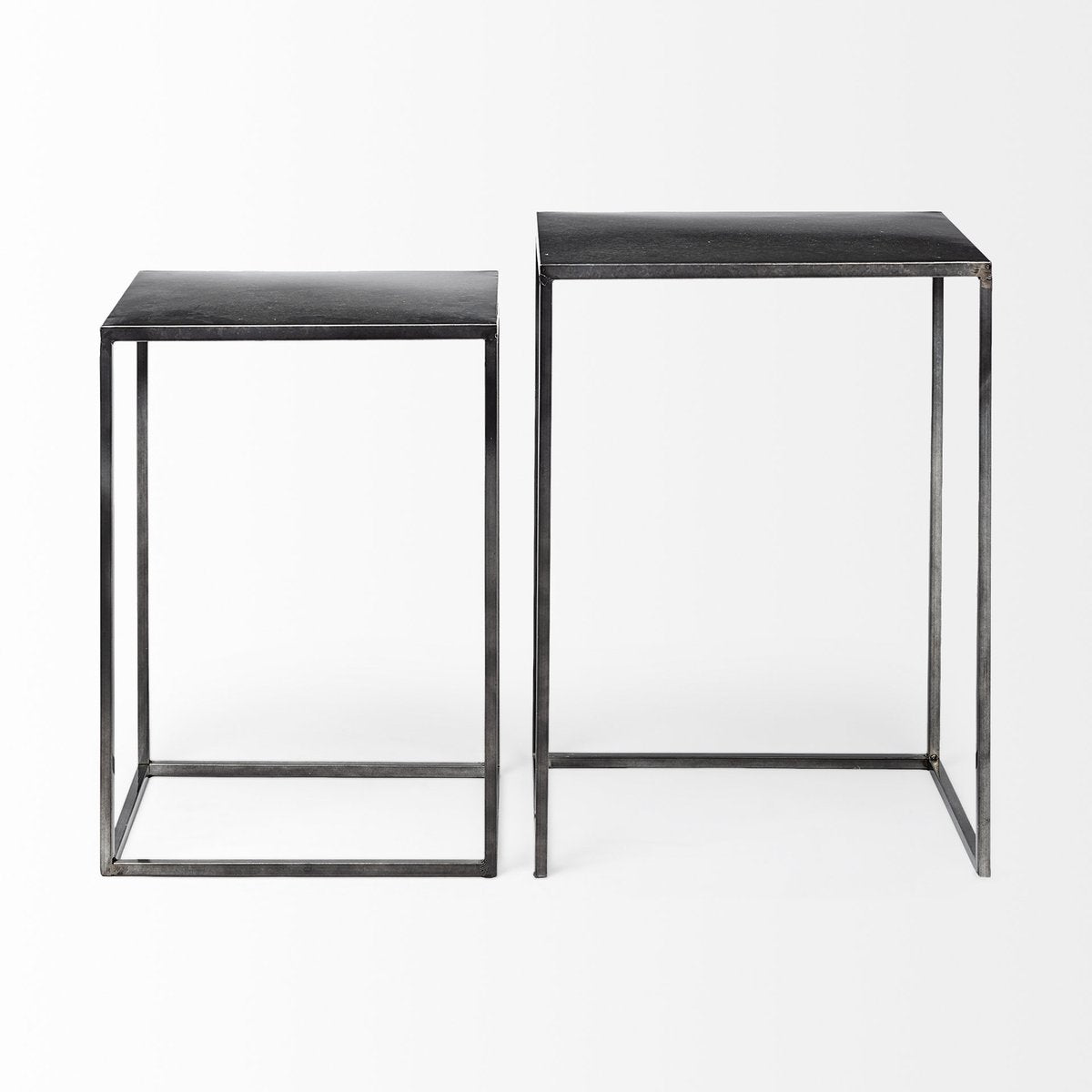 Mercana Kasey Galvanized Metal Nesting Accent Table 2PC