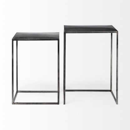 Mercana Kasey Galvanized Metal Nesting Accent Table 2PC