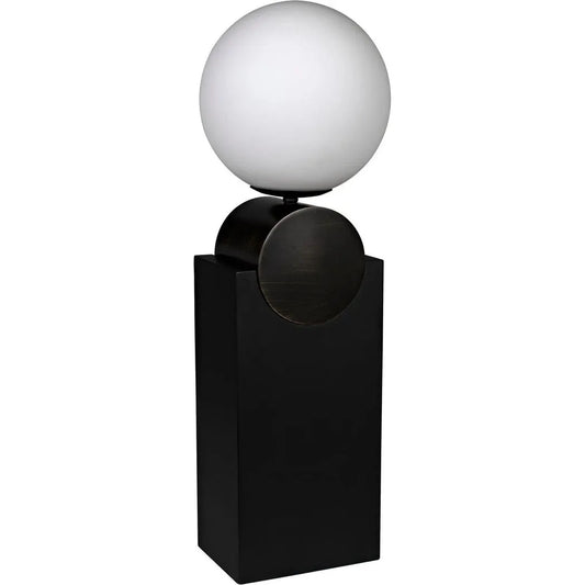 Noir Kate Table Lamp, Black Metal Antique Brass Accent