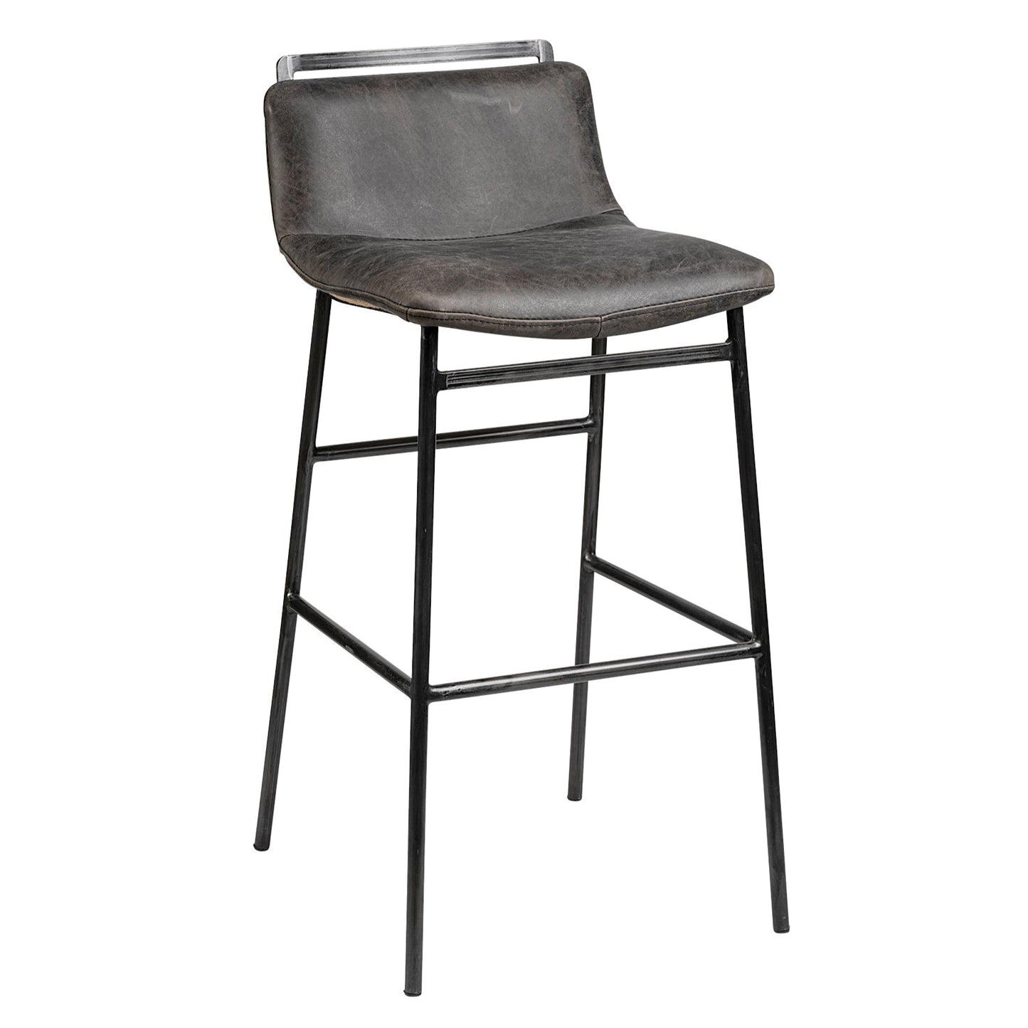 Kavalan Leather Low-Back Barstool
