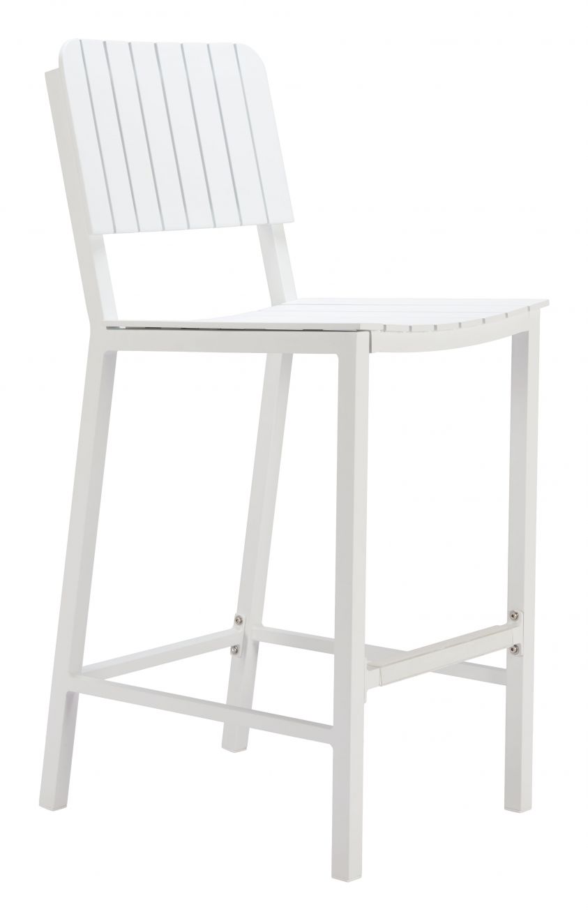 Zuo Modern Kayu Aluminum White Barstool