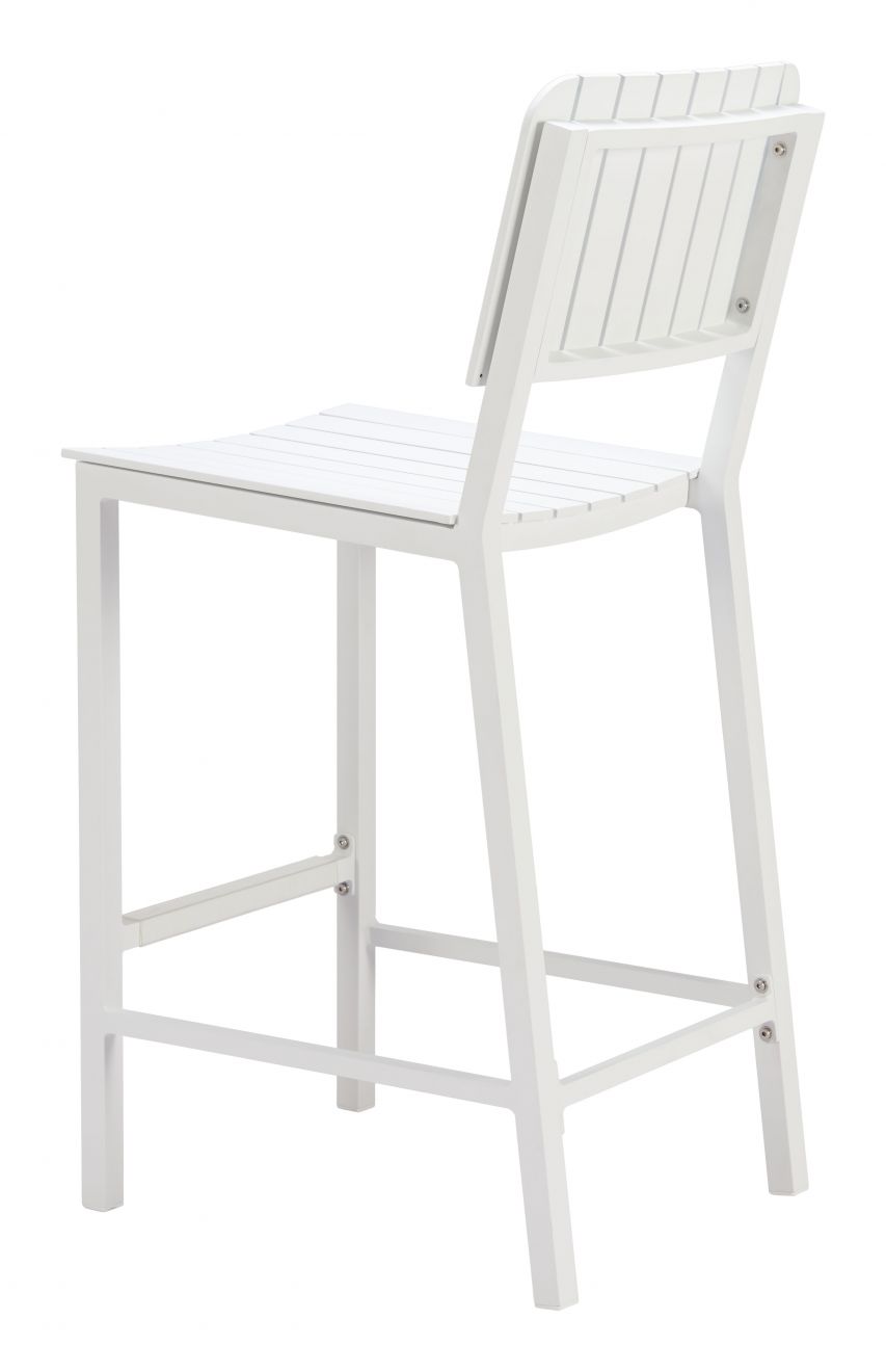 Zuo Modern Kayu Aluminum White Barstool