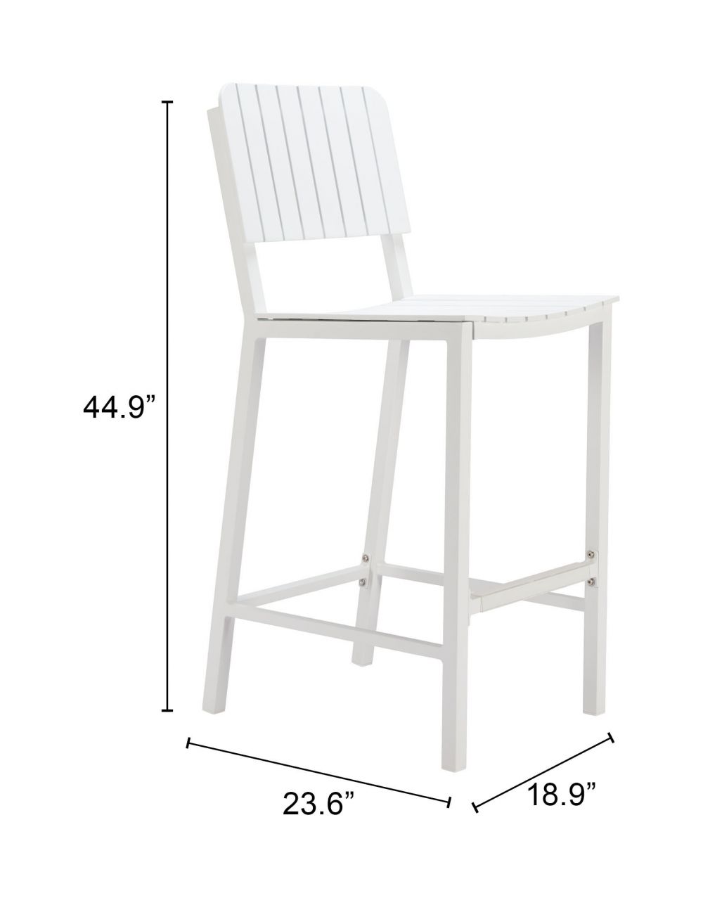 Zuo Modern Kayu Aluminum White Barstool