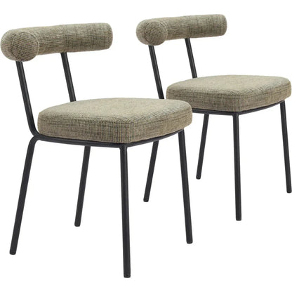 Zuo Modern Kede Black Steel Green Tweed Dining Chair 2PC