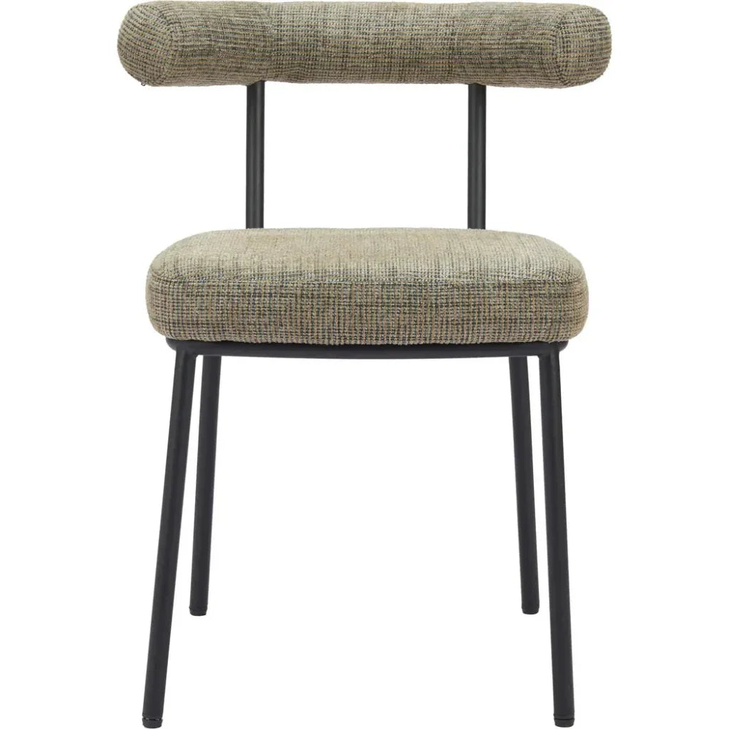 Zuo Modern Kede Black Steel Green Tweed Dining Chair 2PC