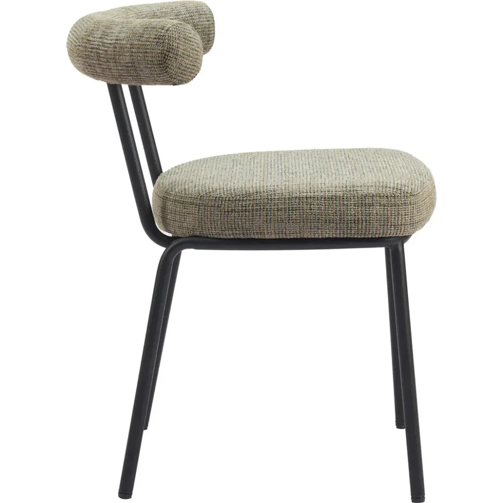 Zuo Modern Kede Black Steel Green Tweed Dining Chair 2PC