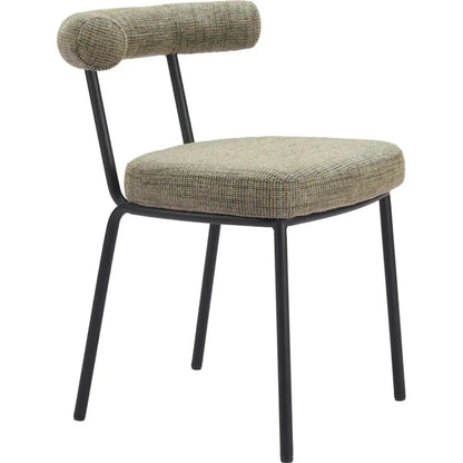 Zuo Modern Kede Black Steel Green Tweed Dining Chair 2PC