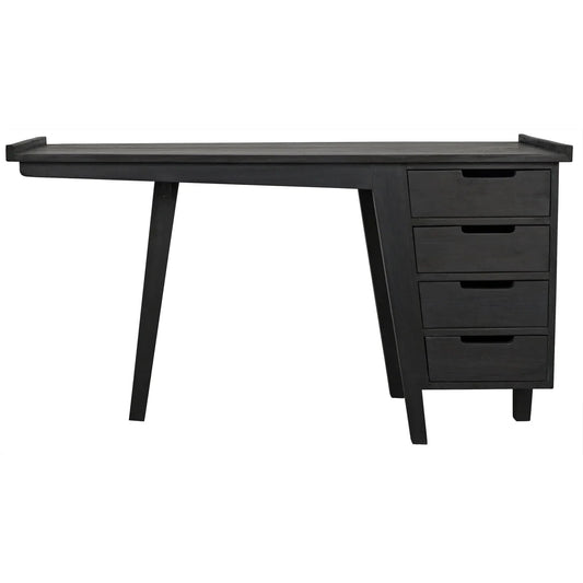 Kennedy Desk, Black Home Office Desk With Drawers-Home Office Desks-Noir-Sideboards and Things