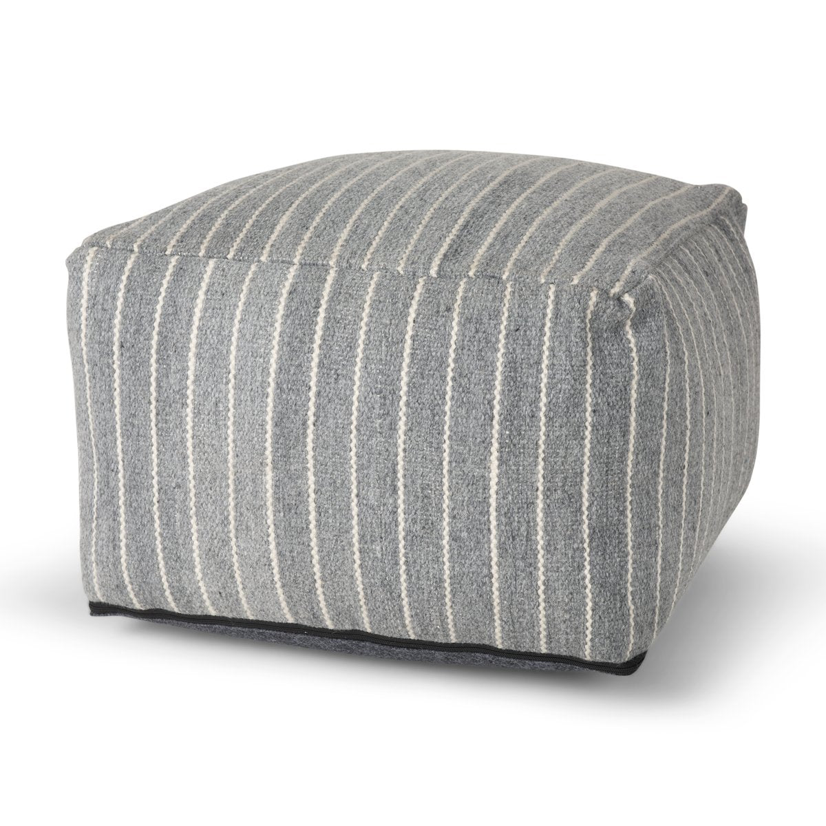 Mercana Kensie Large Grey Striped Pouf