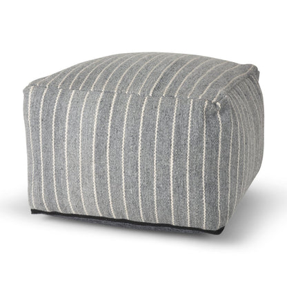 Mercana Kensie Large Grey Striped Pouf