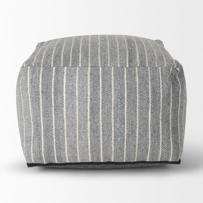 Mercana Kensie Large Grey Striped Pouf