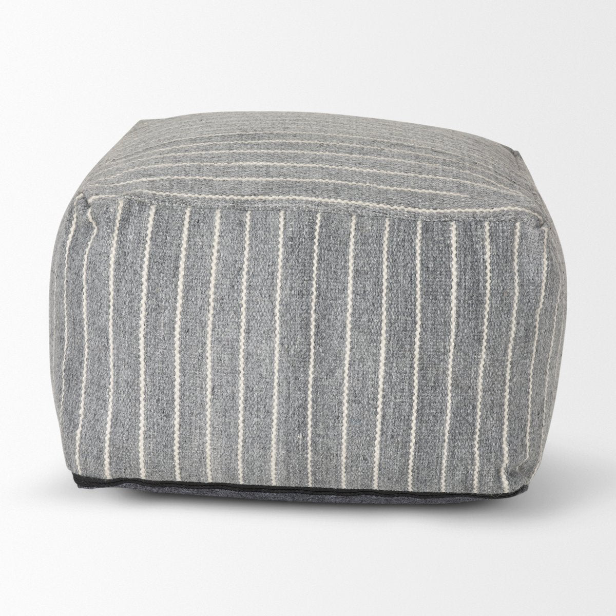 Mercana Kensie Large Grey Striped Pouf