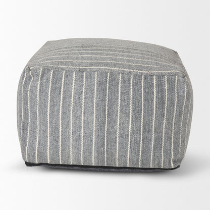 Mercana Kensie Large Grey Striped Pouf