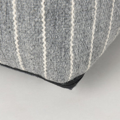 Mercana Kensie Large Grey Striped Pouf