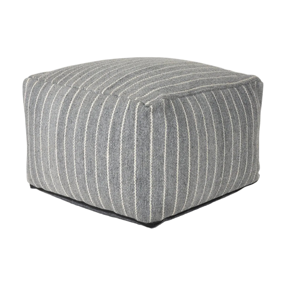 Mercana Kensie Large Grey Striped Pouf