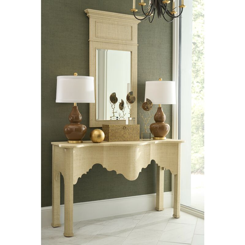 Chelsea House Kensington Raffia Wrapped Classic Console Table