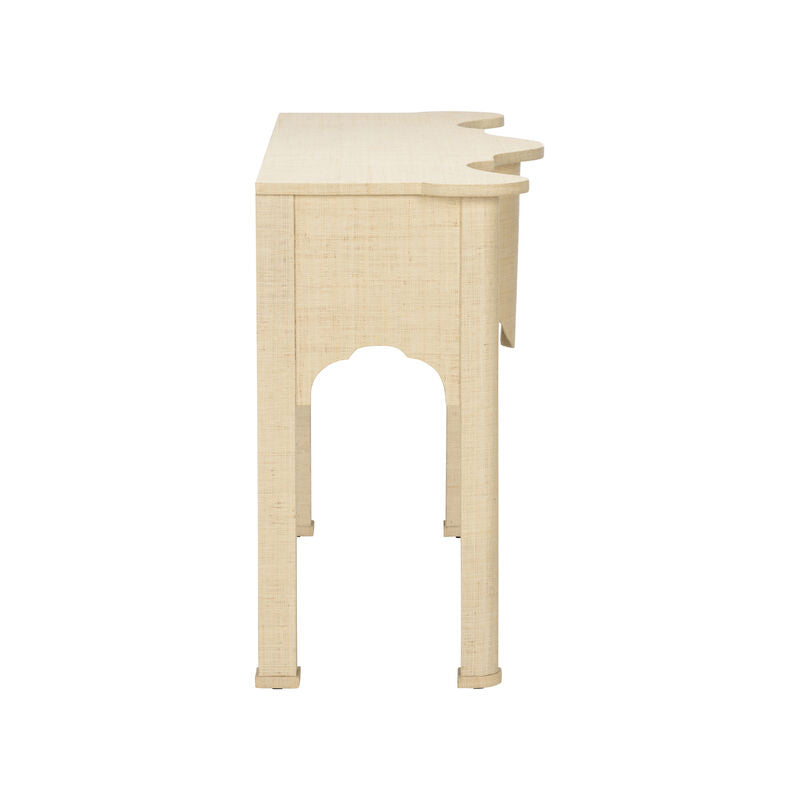 Chelsea House Kensington Raffia Wrapped Classic Console Table