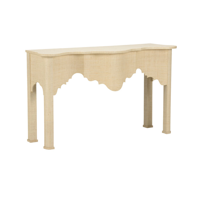 Chelsea House Kensington Raffia Wrapped Classic Console Table