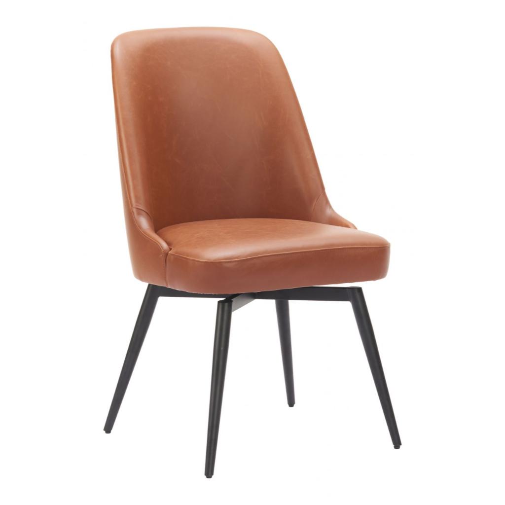 Zuo Modern Keppel Faux Leather Swivel Dining Chair 2PC