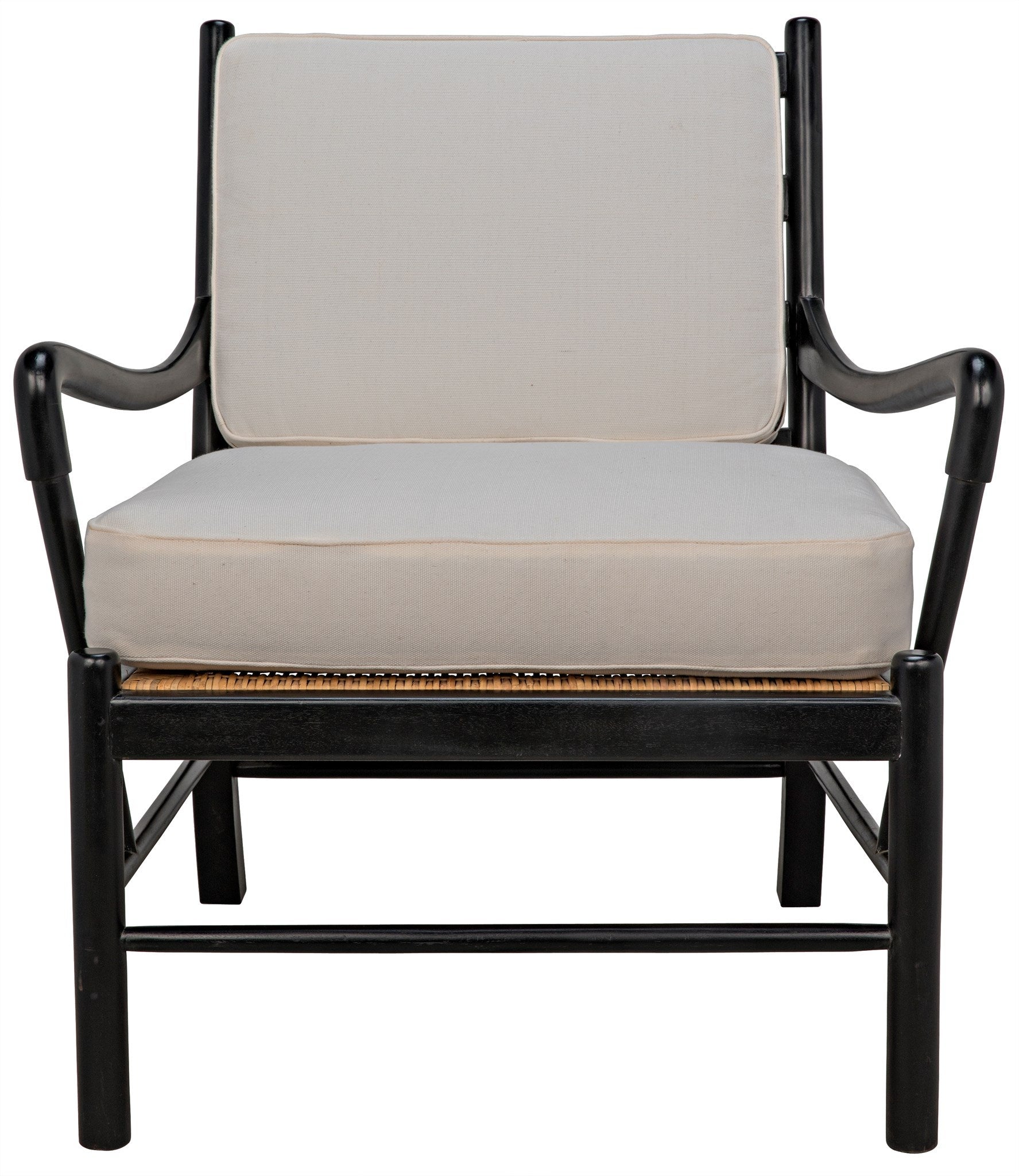 Kevin Wood and Rattan Black Arm Chair-Club Chairs-Noir-Sideboards and Things