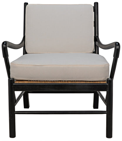 Kevin Wood and Rattan Black Arm Chair-Club Chairs-Noir-Sideboards and Things