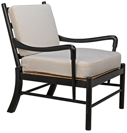 Kevin Wood and Rattan Black Arm Chair-Club Chairs-Noir-Sideboards and Things