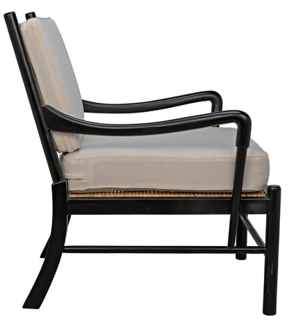 Kevin Wood and Rattan Black Arm Chair-Club Chairs-Noir-Sideboards and Things