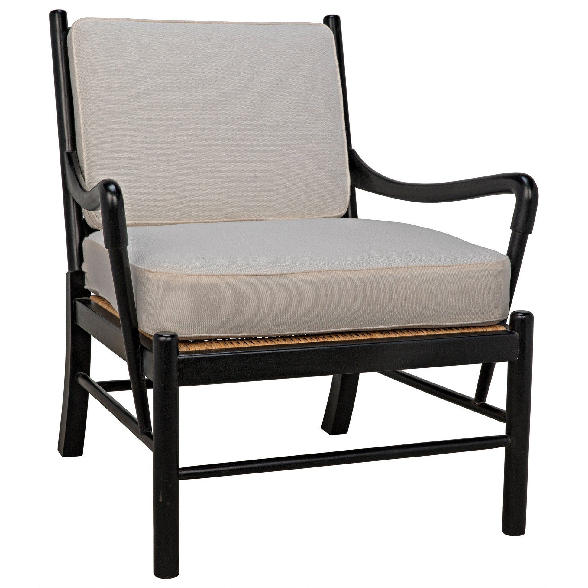 Kevin Wood and Rattan Black Arm Chair-Club Chairs-Noir-Sideboards and Things