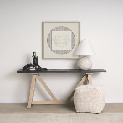 Mercana Khloe 18"H Cream Fabric Pouf