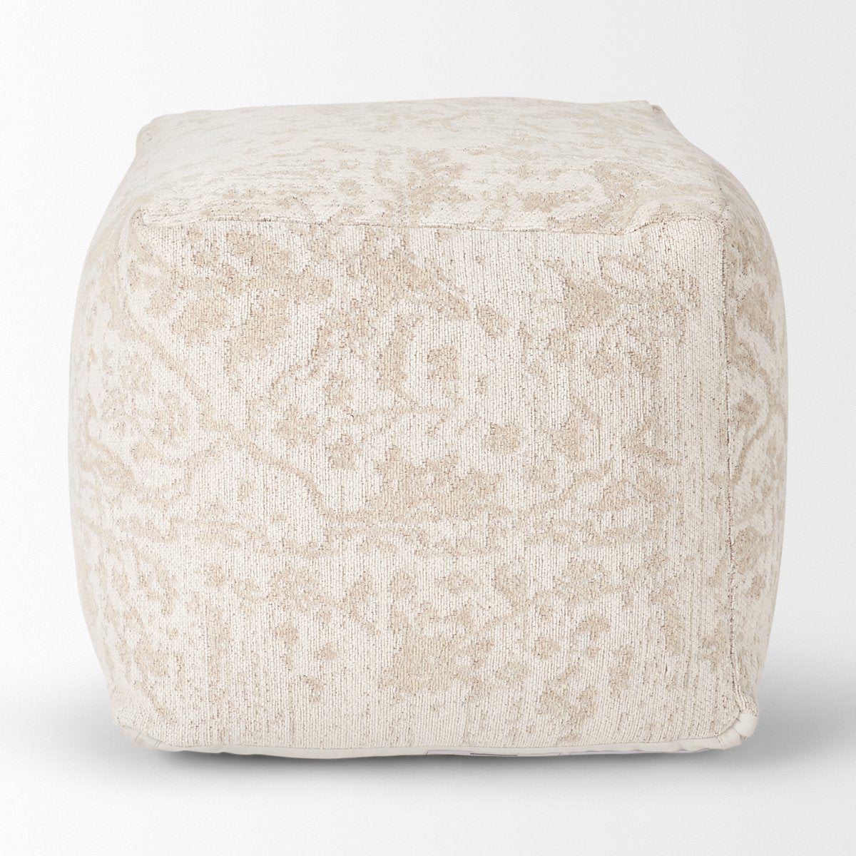 Mercana Khloe 18"H Cream Fabric Pouf
