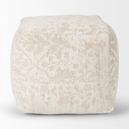 Mercana Khloe 18"H Cream Fabric Pouf