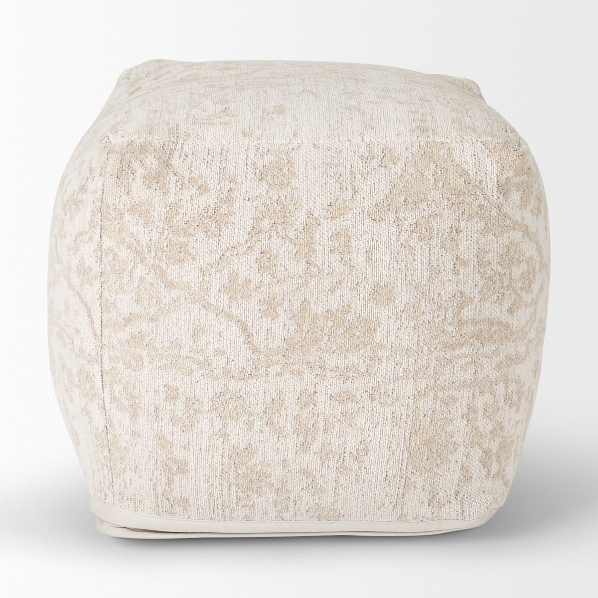 Mercana Khloe 18"H Cream Fabric Pouf
