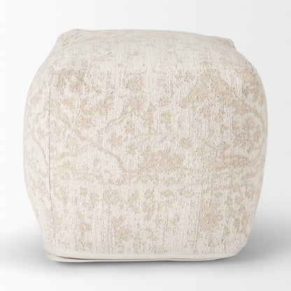 Mercana Khloe 18"H Cream Fabric Pouf