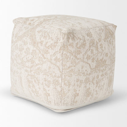 Mercana Khloe 18"H Cream Fabric Pouf
