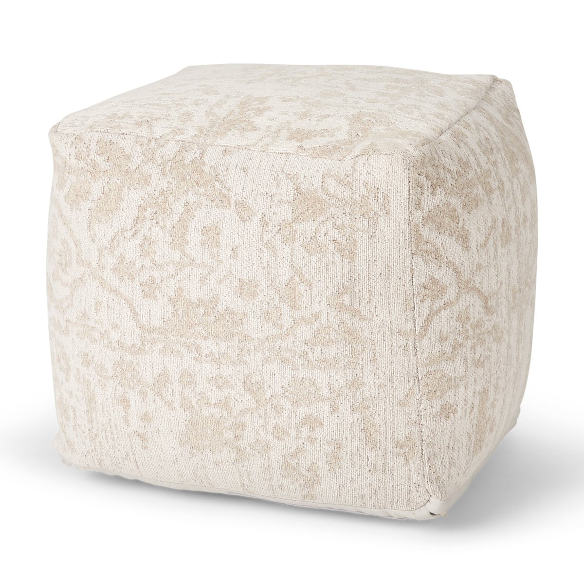 Mercana Khloe 18"H Cream Fabric Pouf