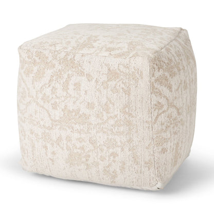 Mercana Khloe 18"H Cream Fabric Pouf