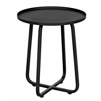 Kimana Black Steel Round Side Table-Side Tables-Noir-Sideboards and Things