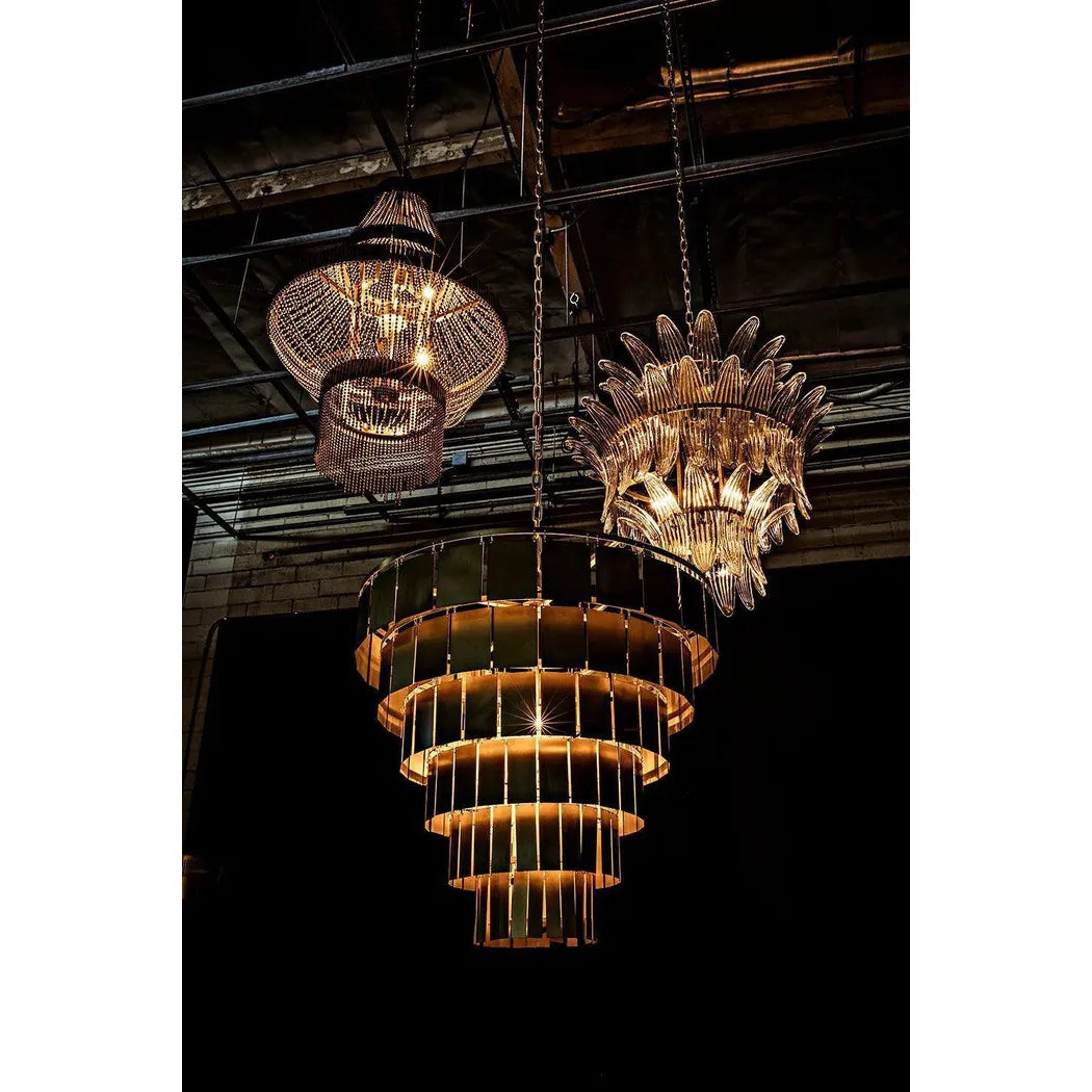 King Metal and Glass Chandelier