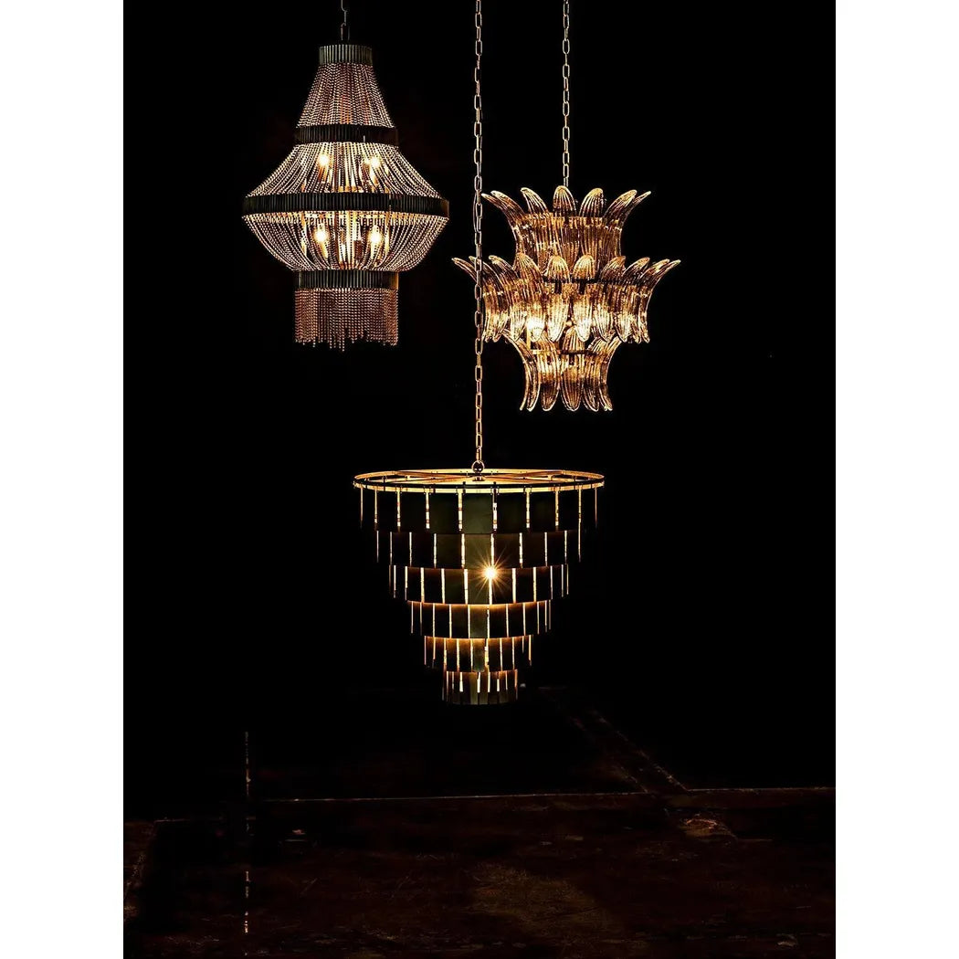 King Metal and Glass Chandelier
