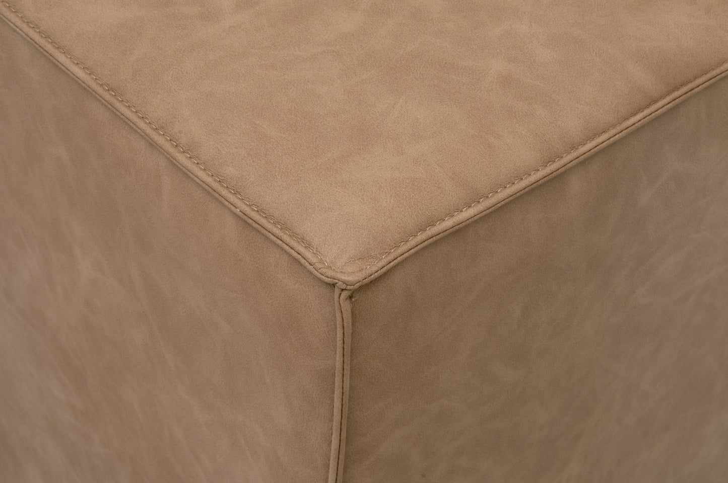 Knox Accent Cube Brown Leather Pouf