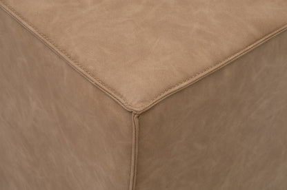 Knox Accent Cube Brown Leather Pouf