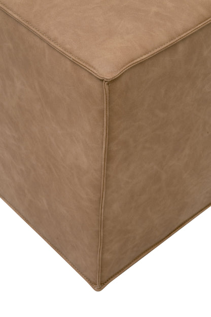 Knox Accent Cube Brown Leather Pouf