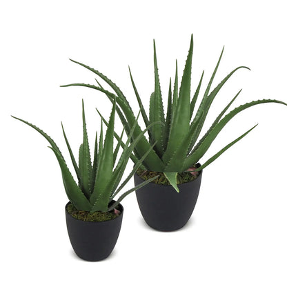 Faux Botanical Outdoor Green Aloe with Pot